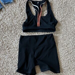 Fabletics Black and Orange Activewear Set